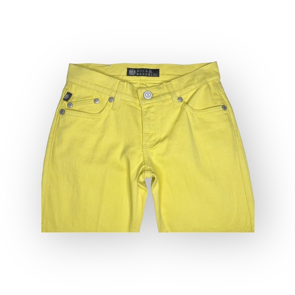 new Rock & Republic ☀︎︎ Swarovski® Crystal Kiedis Stretch Jeans ☀︎ Neon Yellow - Picture 7 of 16